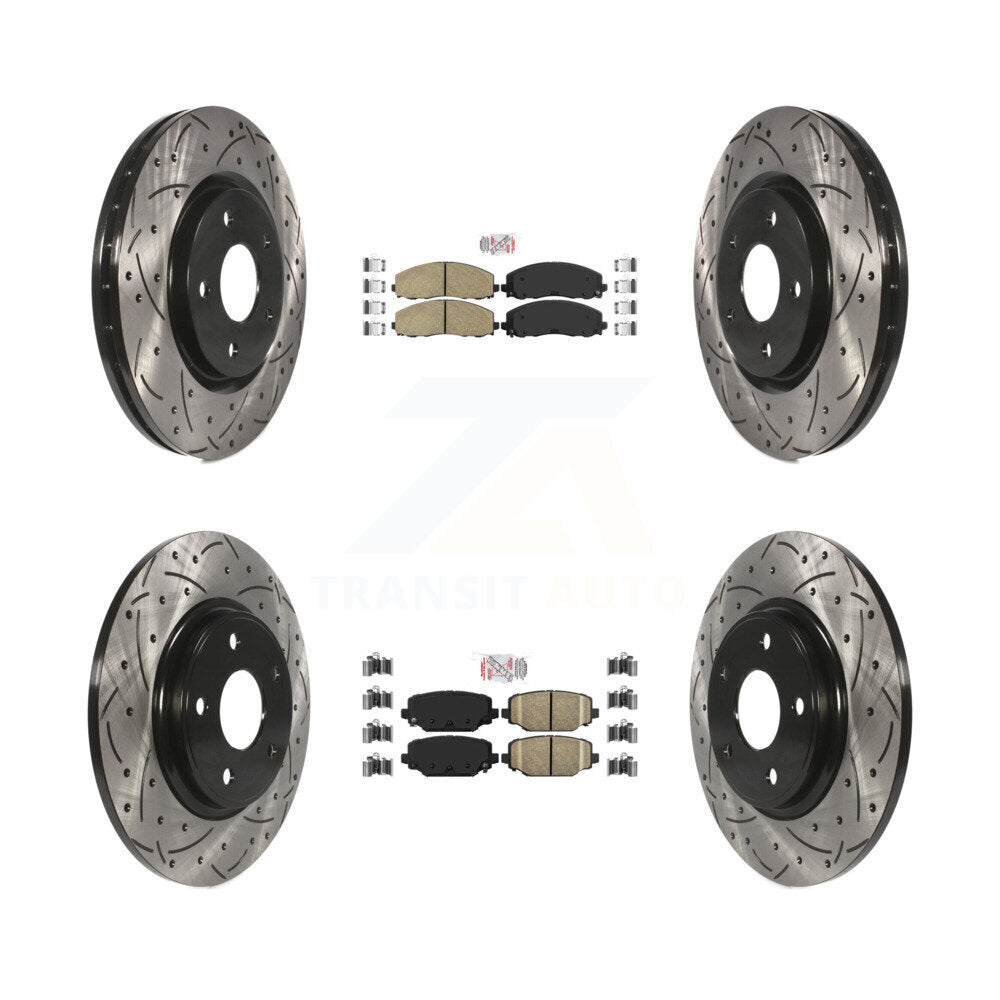Front Rear Ceramic Pad Drill Slot Brake Rotors Kit For Dodge Grand Caravan Journey Town & KDA-100557