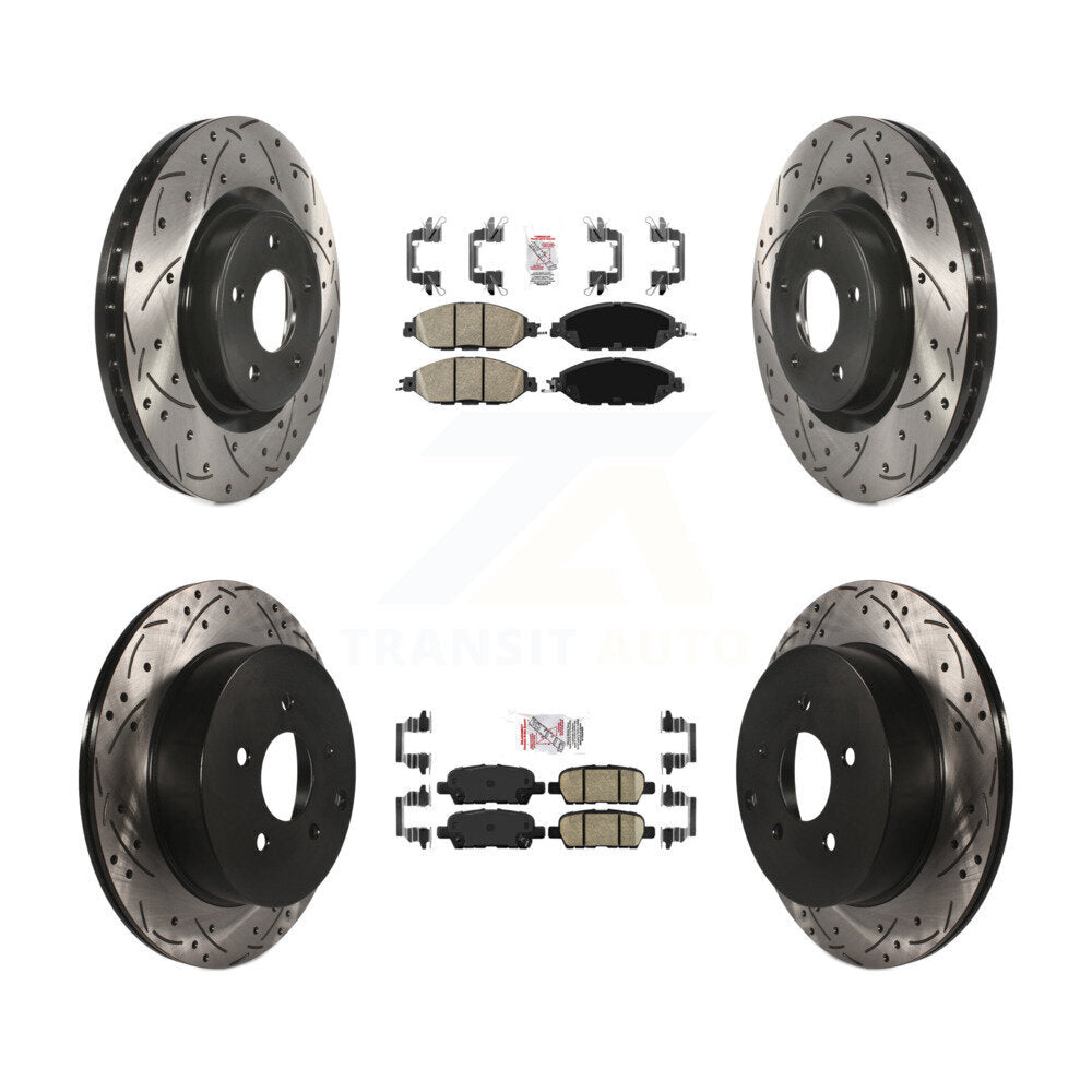 Front Rear Ceramic Pad Drilled Slot Brake Rotor Kit For Nissan Murano Pathfinder INFINITI KDA-100558
