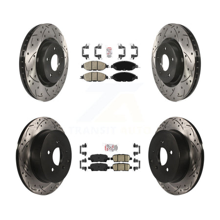 Front Rear Ceramic Pad Drilled Slot Brake Rotor Kit For Nissan Murano Pathfinder INFINITI KDA-100558