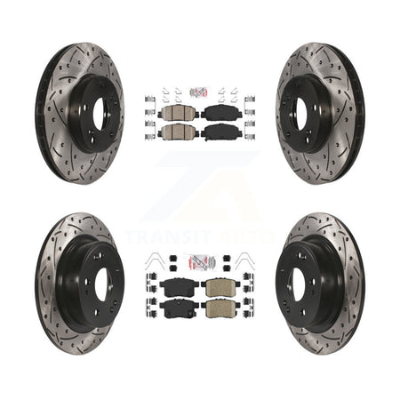 Front Rear Ceramic Pad Drilled Slot Brake Rotors Kit For 2016 Honda Accord LX-S with 2.4L KDA-100566