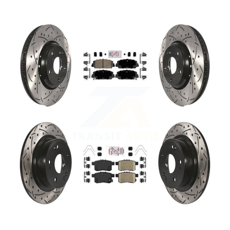 Front Rear Ceramic Pads And Coated Drilled Slotted Disc Brake Rotors Kit For Honda Accord KDA-100570