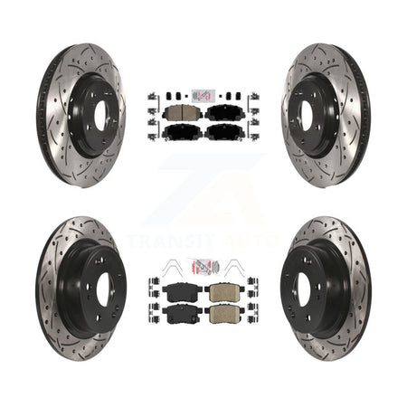 Front Rear Ceramic Pads And Coated Drilled Slotted Disc Brake Rotors Kit For Honda Accord KDA-100571