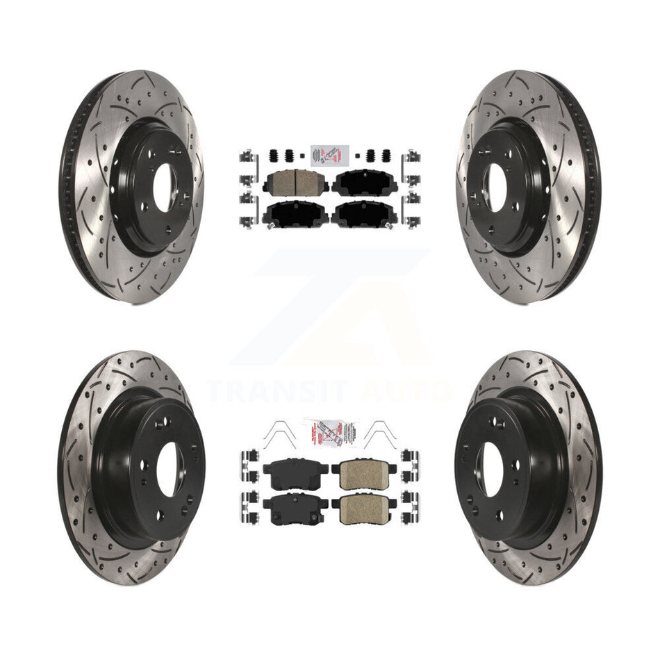 Front Rear Ceramic Pads And Coated Drilled Slotted Disc Brake Rotors Kit For Honda Accord KDA-100571