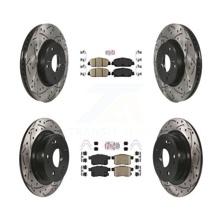 Front Rear Ceramic Pads And Coated Drilled Slotted Disc Brake Rotors Kit For Honda Accord KDA-100576