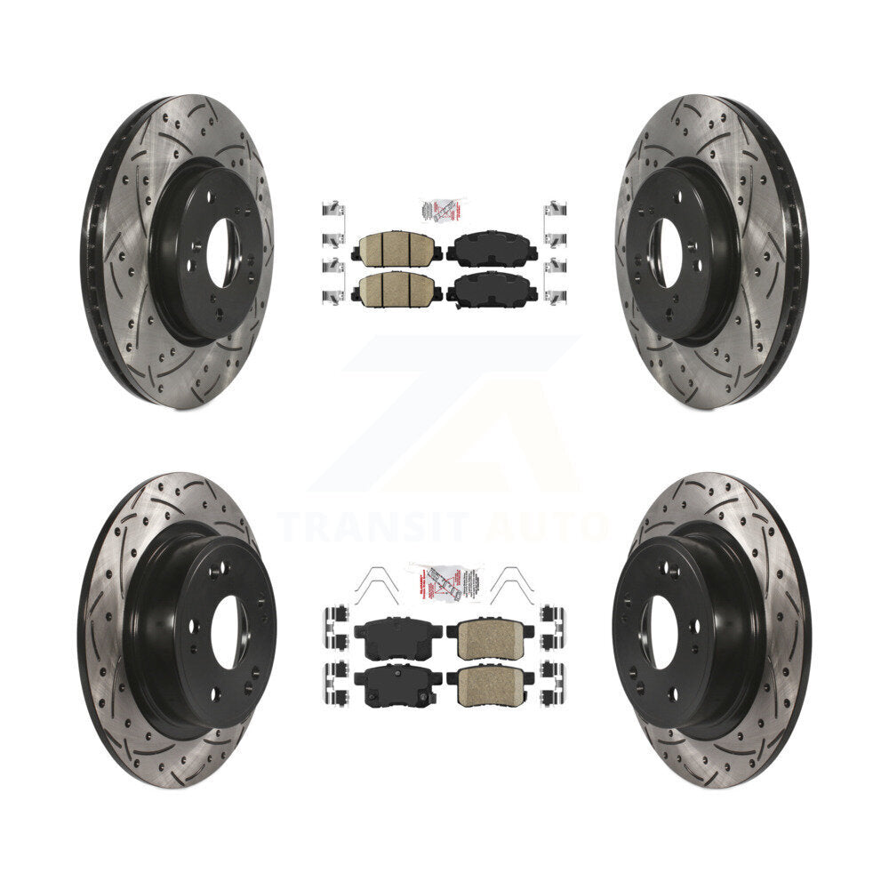 Front Rear Ceramic Pads And Coated Drilled Slotted Disc Brake Rotors Kit For Honda Accord KDA-100577