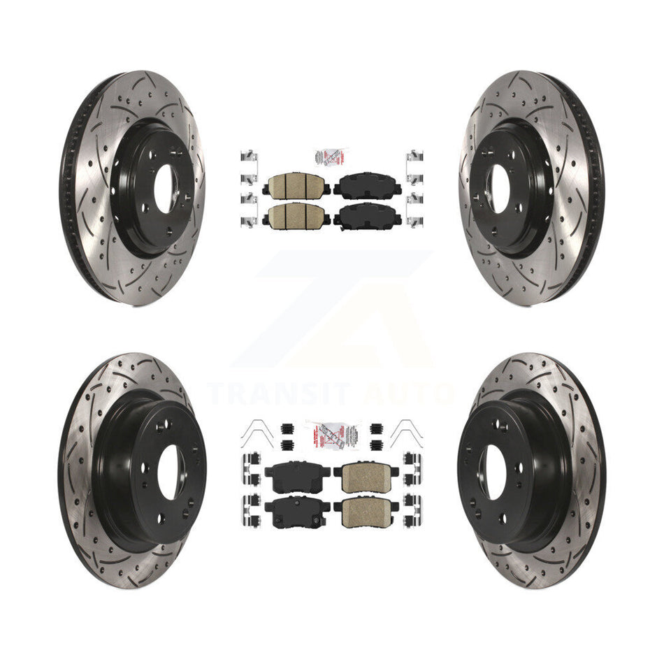 Front Rear Ceramic Pads And Coated Drilled Slotted Disc Brake Rotors Kit For Honda Accord KDA-100578