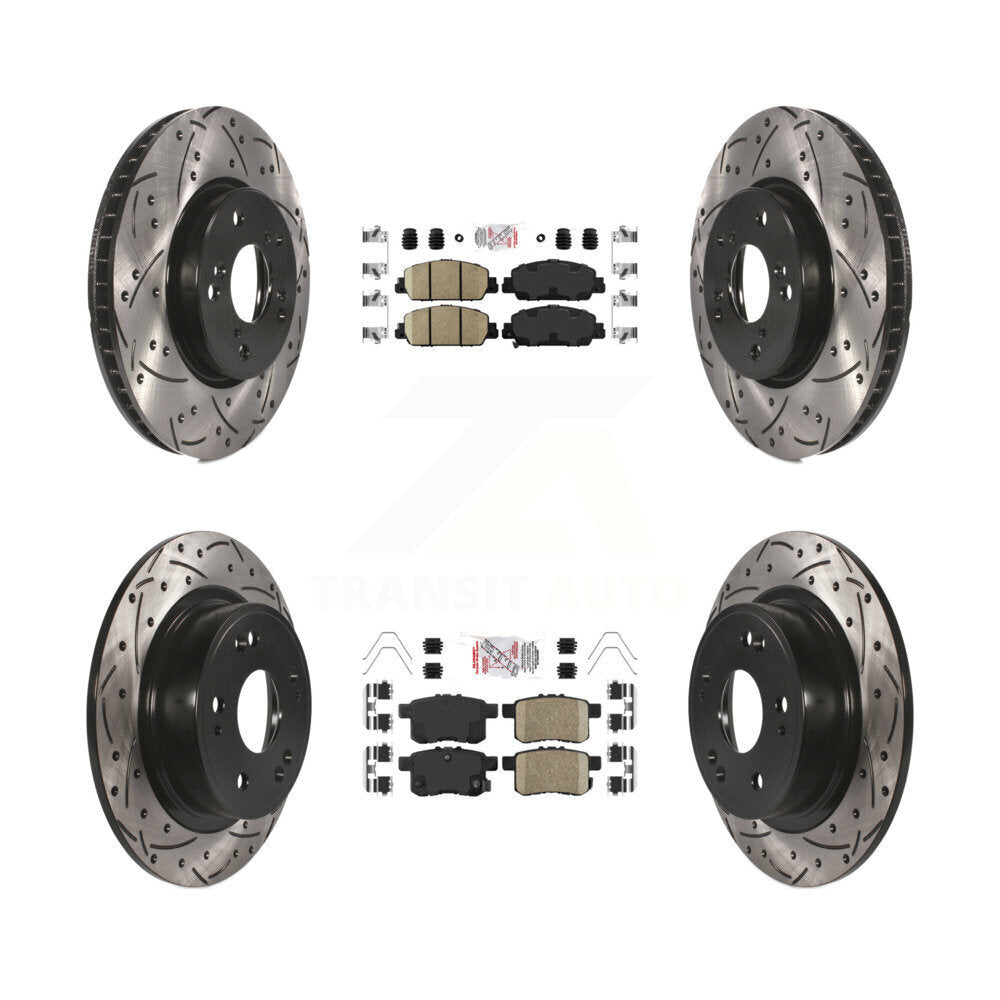 Front Rear Ceramic Pads And Coated Drilled Slotted Disc Brake Rotors Kit For Honda Accord KDA-100580