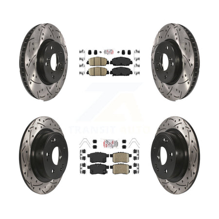 Front Rear Ceramic Pads And Coated Drilled Slotted Disc Brake Rotors Kit For Honda Accord KDA-100580