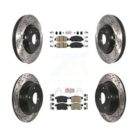 Front Rear Ceramic Pads And Coated Drilled Slotted Disc Brake Rotors Kit For Honda Accord KDA-100585