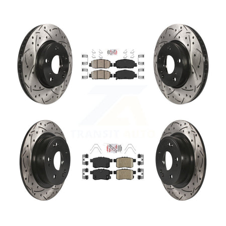 Front Rear Ceramic Pad Coated Drill Slot Disc Brake Rotors Kit For 2017 Honda Accord LX-S KDA-100587