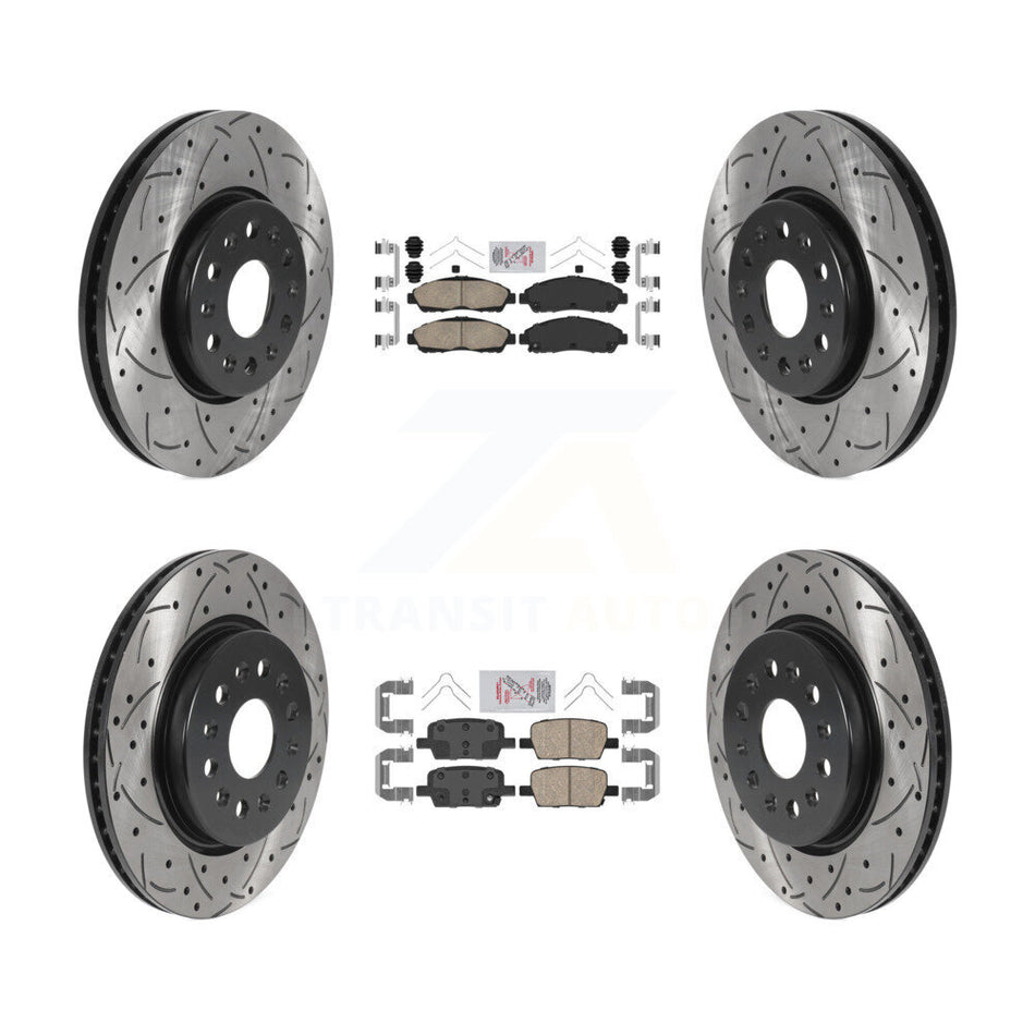 Front Rear Ceramic Pad Drill Slot Brake Rotor Kit For Chevrolet Traverse GMC Acadia Buick KDA-100589