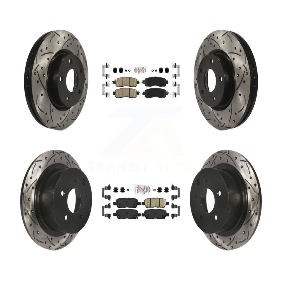 Front Rear Ceramic Pad And Coated Drilled Slotted Disc Brake Rotors Kit For Nissan Altima KDA-100592