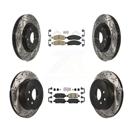 Front Rear Ceramic Pads And Coated Drilled Slotted Disc Brake Rotors Kit For Nissan LEAF KDA-100598