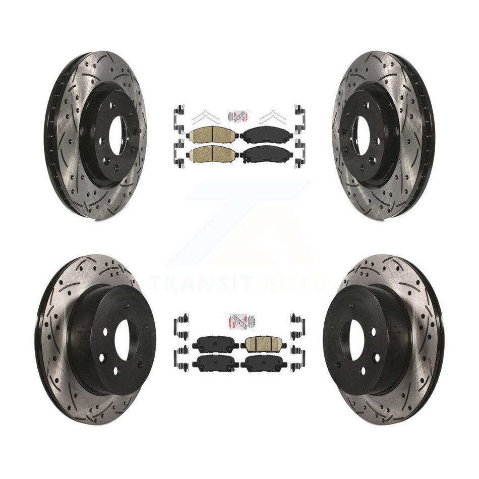 Front Rear Ceramic Pads And Coated Drilled Slotted Disc Brake Rotors Kit For Nissan LEAF KDA-100599