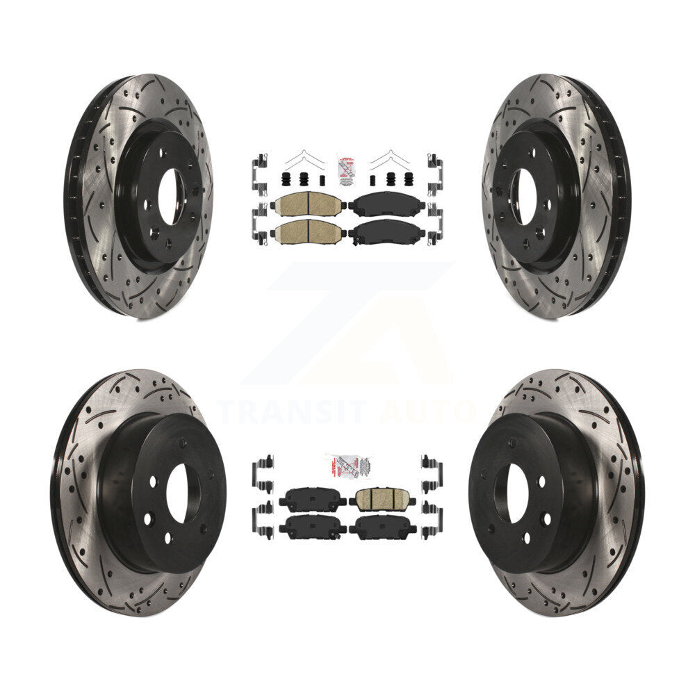 Front Rear Ceramic Pads And Coated Drilled Slotted Disc Brake Rotors Kit For Nissan LEAF KDA-100601