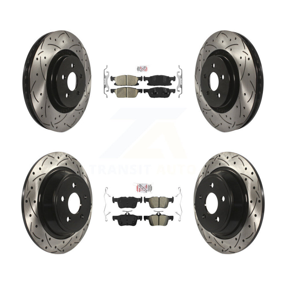 Front Ceramic Rear Semi-Metallic Pad Drill Slot Brake Rotor Kit For Ford Edge Lincoln MKX KDA-100611