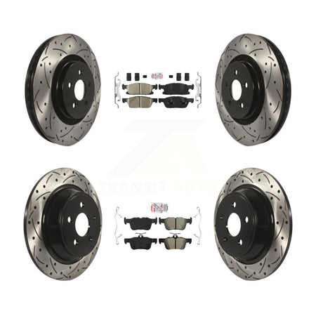 Front Ceramic Rear Semi-Metallic Pad Drill Slot Brake Rotor Kit For Ford Edge Lincoln MKX KDA-100613