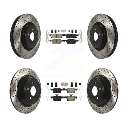 Front Ceramic Rear Semi-Metallic Pad Drill Slot Brake Rotor Kit For Ford Edge Lincoln MKX KDA-100614