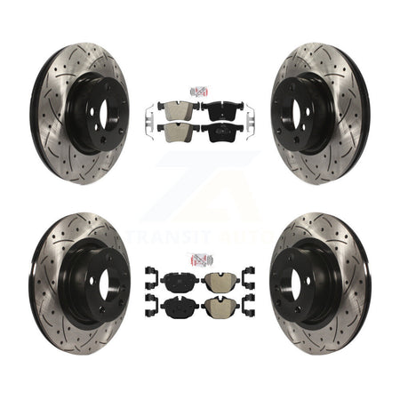 Front Rear Semi-Metallic Pad & Coated Drilled Slotted Disc Brake Rotors Kit For BMW X3 X4 KDA-100616