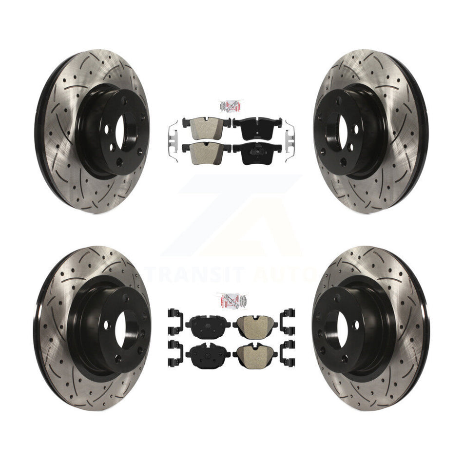 Front Rear Semi-Metallic Pad & Coated Drilled Slotted Disc Brake Rotors Kit For BMW X3 X4 KDA-100616