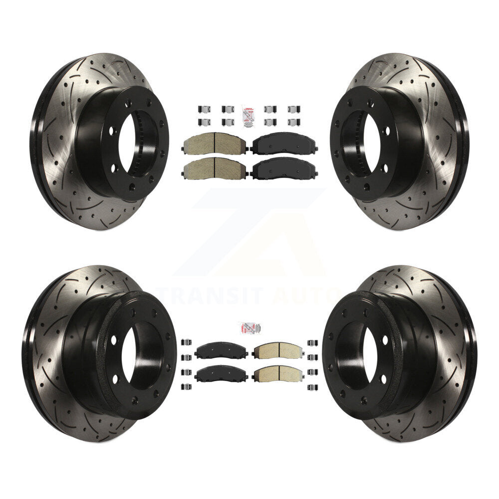 Front Rear Semi-Metallic Pad Drilled Slot Brake Rotor Kit For Ford F-250 Super Duty F-350 KDA-100620