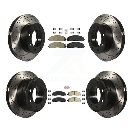 Front Rear Semi-Metallic Pad Drilled Slot Brake Rotor Kit For Ford F-250 Super Duty F-350 KDA-100620