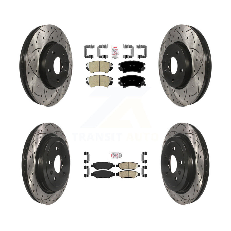 Front Semi-Metallic Rear Ceramic Pad Drill Slot Disc Brake Rotor Kit For Chevrolet Camaro KDA-100624