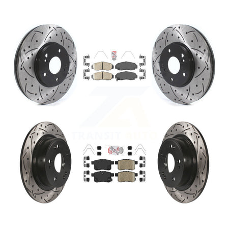 Front Rear Ceramic Pad Coated Drill Slot Disc Brake Rotors Kit For Honda Accord Acura TSX KDA-100627