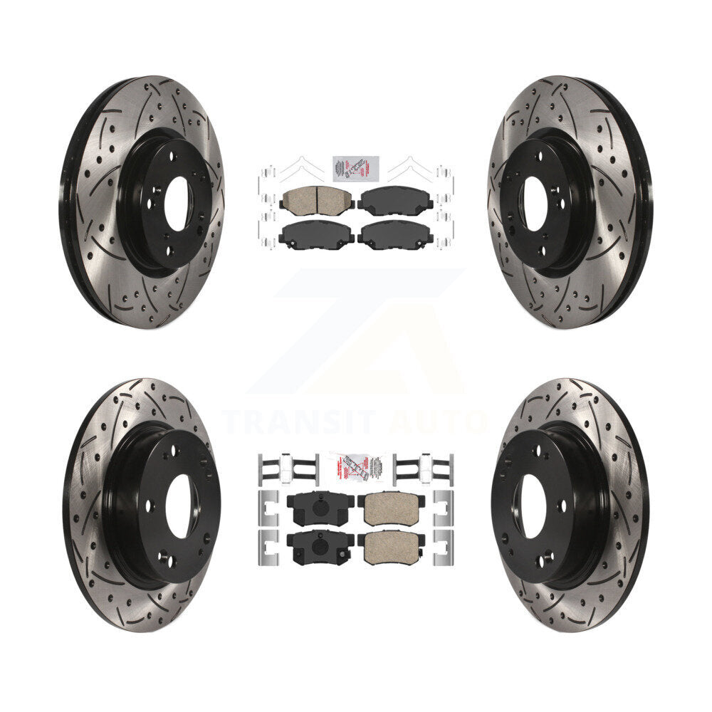 Front Rear Ceramic Pad Coated Drilled Slot Disc Brake Rotor Kit For Honda Civic Acura ILX KDA-100629