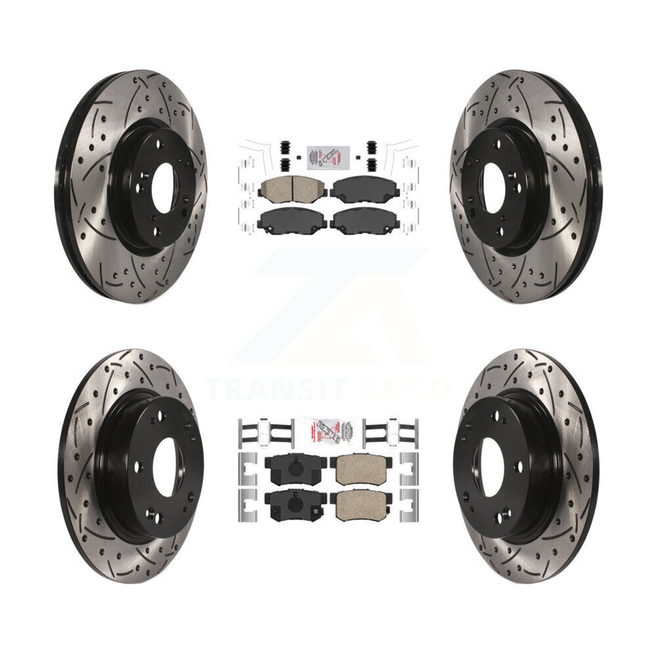 Front Rear Ceramic Pad Coated Drilled Slot Disc Brake Rotor Kit For Honda Civic Acura ILX KDA-100630