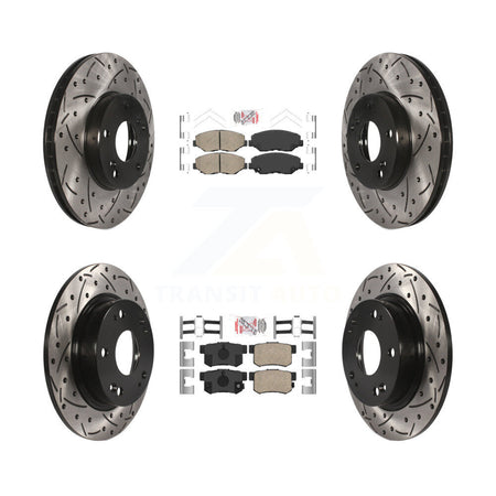 Front Rear Ceramic Pad Coat Drill Slot Disc Brake Rotors Kit For 2014-2015 Acura ILX 2.0L KDA-100634