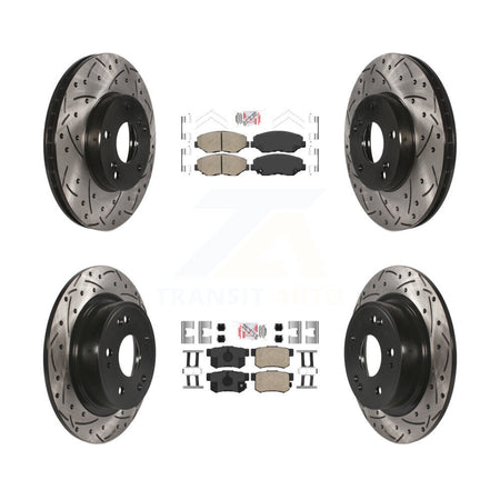 Front Rear Ceramic Pads And Coated Drilled Slotted Disc Brake Rotors Kit For Honda Accord KDA-100637