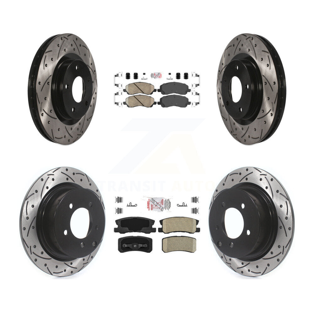 Front Rear Ceramic Pad Drill Slot Brake Rotors Kit For Jeep Mitsubishi Patriot Lancer RVR KDA-100647