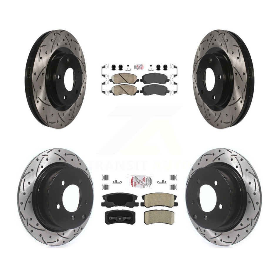 Front Rear Ceramic Pad Drill Slot Brake Rotors Kit For Jeep Mitsubishi Patriot Lancer RVR KDA-100647