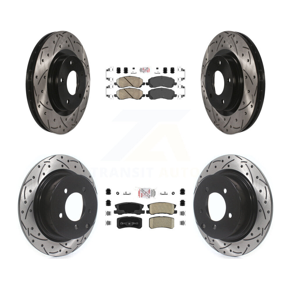 Front Rear Ceramic Pad Drill Slot Brake Rotors Kit For Jeep Mitsubishi Patriot Lancer RVR KDA-100648