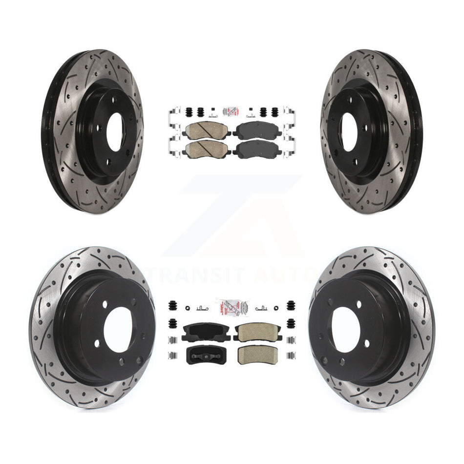 Front Rear Ceramic Pad Drill Slot Brake Rotors Kit For Jeep Mitsubishi Patriot Lancer RVR KDA-100648