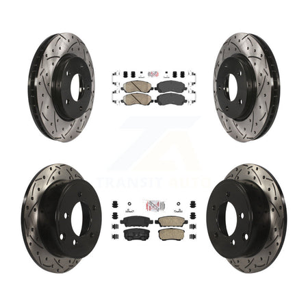Front Rear Ceramic Pad & Drilled Slot Brake Rotor Kit For Mitsubishi Lancer Dodge Caliber KDA-100655