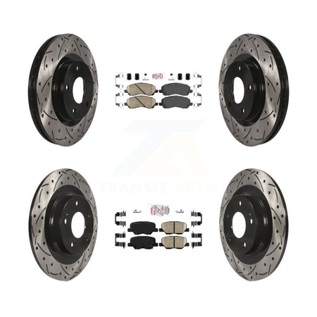Front Rear Ceramic Pad Drill Slot Disc Brake Rotor Kit For Mitsubishi RVR Outlander Sport KDA-100662