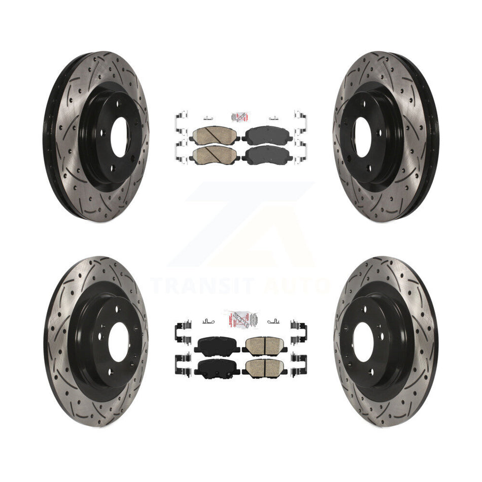 Front Rear Ceramic Pad Drill Slot Disc Brake Rotor Kit For Mitsubishi RVR Outlander Sport KDA-100663