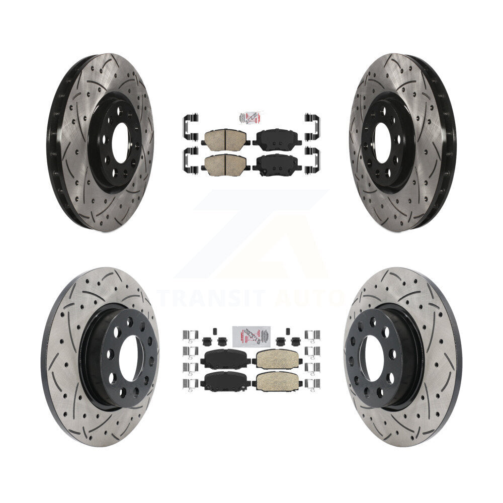 Front Rear Ceramic Pads And Coated Drilled Slotted Disc Brake Rotors Kit For Jeep Compass KDA-100684