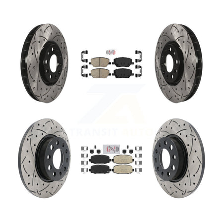 Front Rear Ceramic Pads And Coated Drilled Slotted Disc Brake Rotors Kit For Jeep Compass KDA-100684
