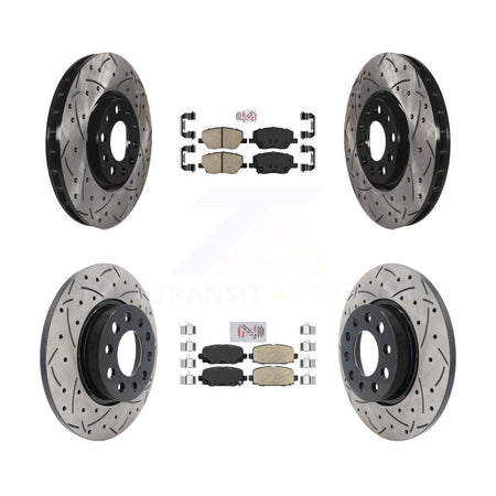 Front Rear Ceramic Pads And Coated Drilled Slotted Disc Brake Rotors Kit For Jeep Compass KDA-100685
