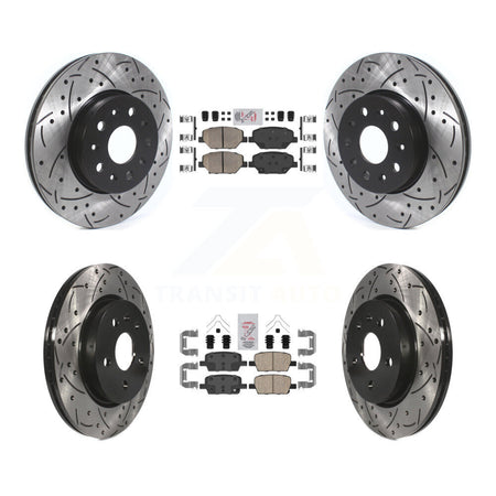 Front Rear Ceramic Pad & Coated Drilled Slotted Disc Brake Rotor Kit For Chevrolet Camaro KDA-100686