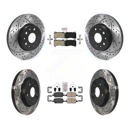 Front Semi-Metallic Rear Ceramic Pad Drill Slot Brake Rotors Kit For Chevrolet Camaro CT6 KDA-100690