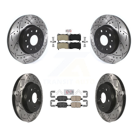 Front Semi-Metallic Rear Ceramic Pad Drill Slot Brake Rotors Kit For Chevrolet Camaro CT6 KDA-100691