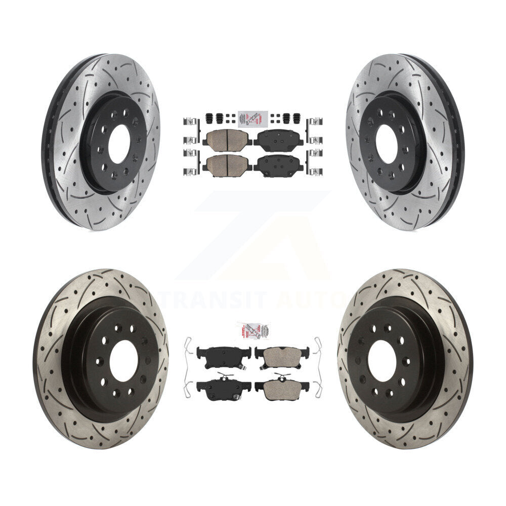 Front Rear Ceramic Pad And Coated Drilled Slotted Disc Brake Rotor Kit For Buick Envision KDA-100698