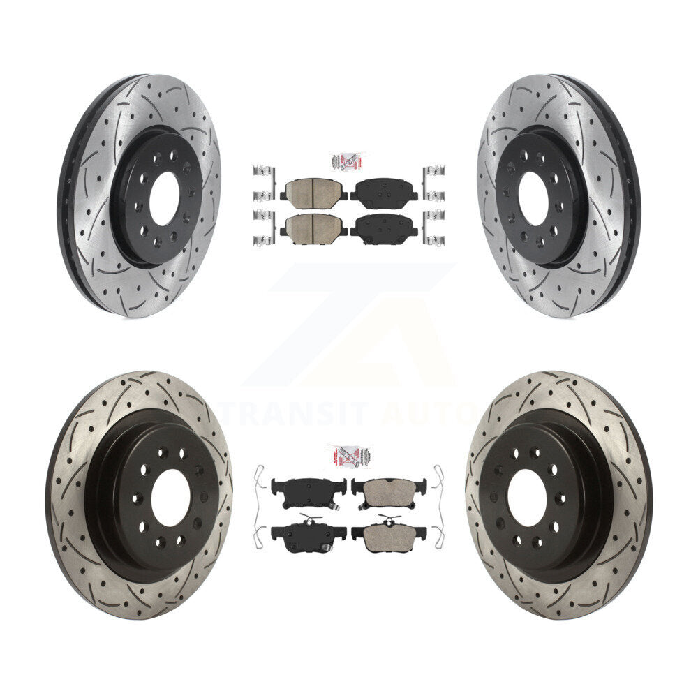Front Rear Ceramic Pad And Coated Drilled Slotted Disc Brake Rotor Kit For Buick Envision KDA-100702