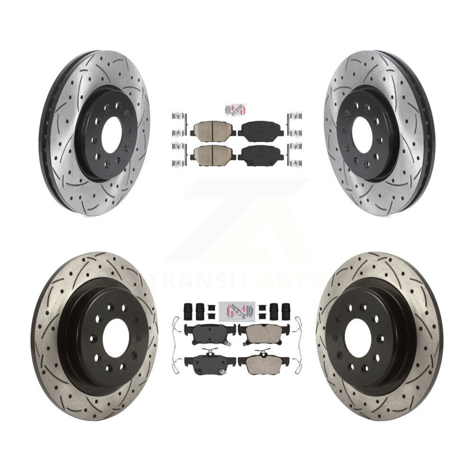 Front Rear Ceramic Pad And Coated Drilled Slotted Disc Brake Rotor Kit For Buick Envision KDA-100703