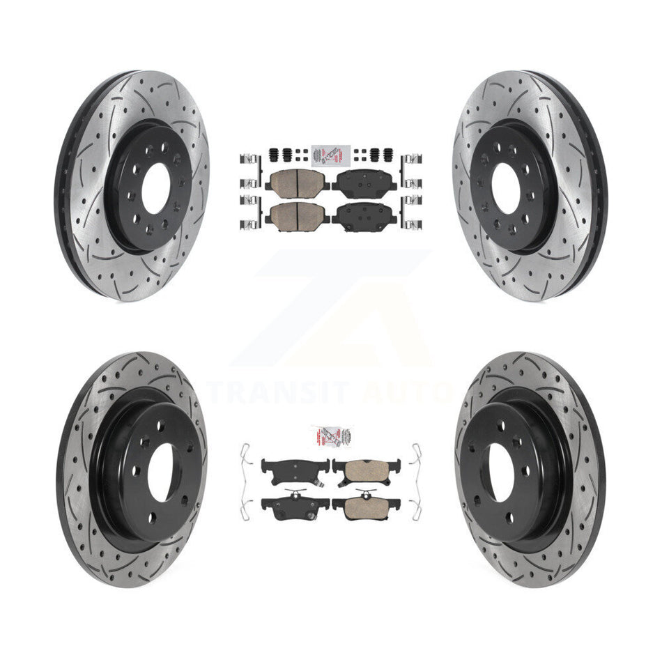 Front Rear Ceramic Pad And Coated Drilled Slotted Disc Brake Rotor Kit For Buick Envision KDA-100704