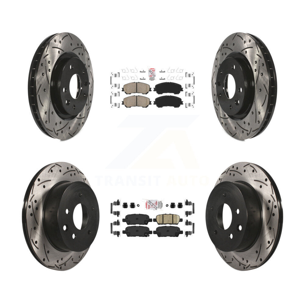 Front Rear Ceramic Pad & Drilled Slot Disc Brake Rotor Kit For Nissan Rogue Sport Qashqai KDA-100709